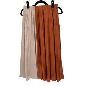 Tome Two-Toned Orange and Cream Pleated Flowy Skirt Size XS